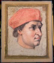 Kardinaalin muotokuva, n. 151320 (musta, punainen ja valkoinen liitu paperille)